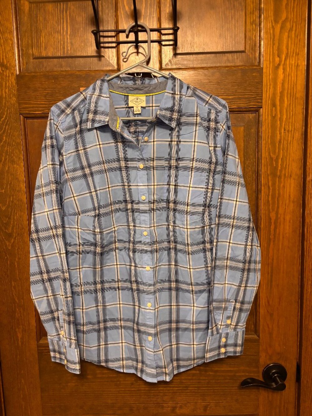 St. John’s Bay Blue Plaid Button Down Shirt Women’s XL 100% Cotton